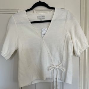 Madewell Texture & Thread White Cross Tie Top